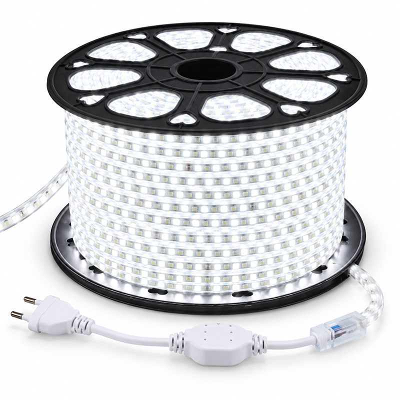 led-lenta-100m-studeno-bqlo-220v-9 LED лента 220V, 100 метра студено бяла светлина 6400K, влагозащитена IP65 - Image 1