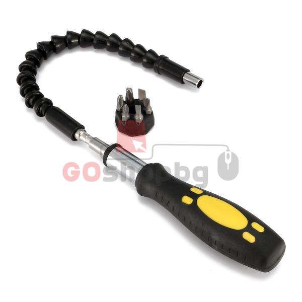 guvkava-otvertka-snake-bit-guvkav-nakrainik Комплект професионална гъвкава отвертка -