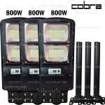 3бр. LED соларна улична лампа със сензор за движение 800W COBRA