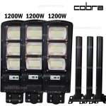 3бр. LED соларна улична лампа със сензор за движение 1200W COBRA