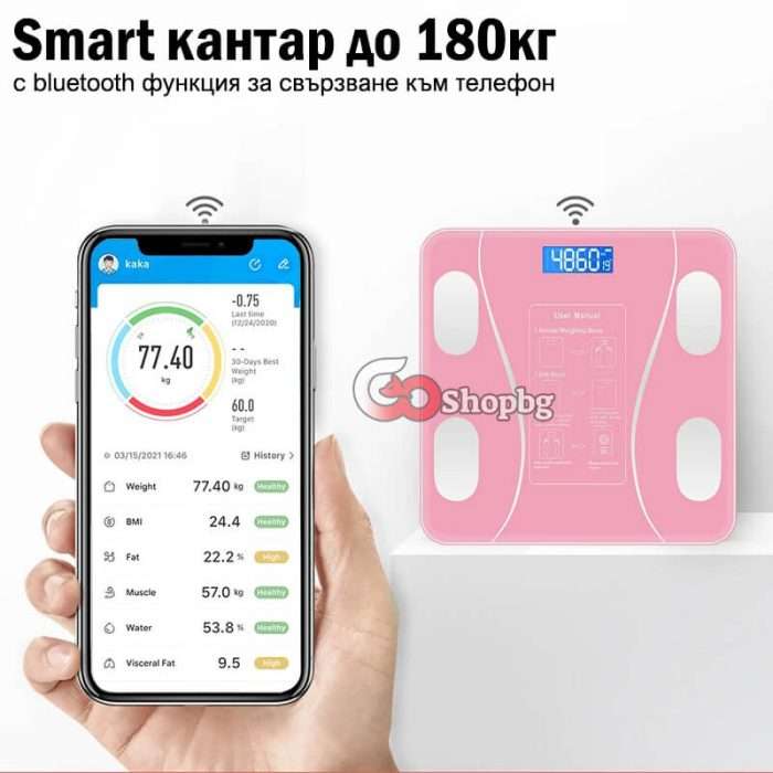 Smart стъклен кантар с bluetooth и usb зареждане