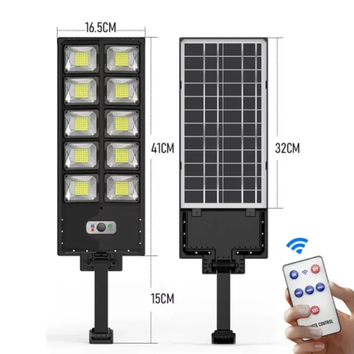 Улична соларна лампа SOLARFORCE 3000W с 420 LED диода, бяла светлина ...