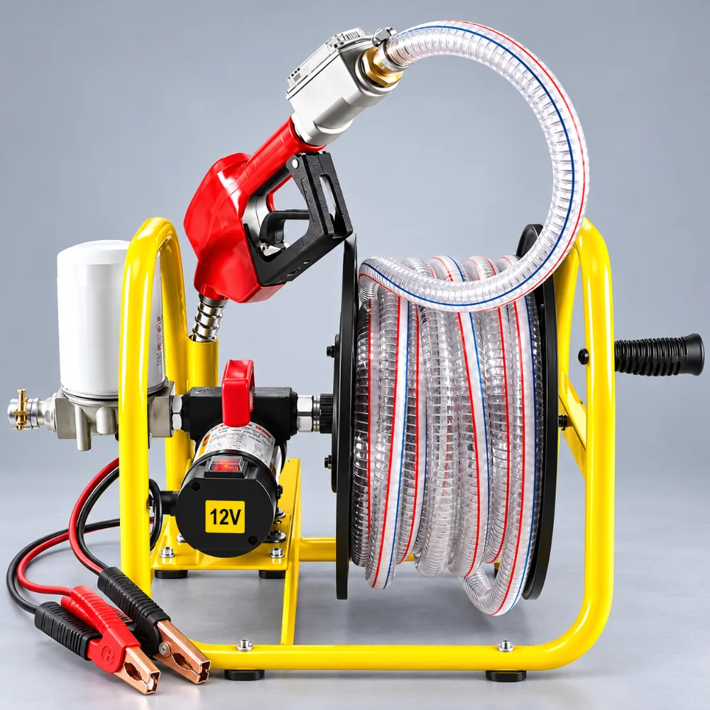 elektricheska-pompa-za-dizel-i-masla-12v-380w-50-l-min-s-makara-i-pistolet-IMAGE01 Електрическа помпа за дизел и масла 12V, 380W, 50 л/мин с макара и пистолет - Image 1